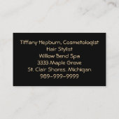 Carte De Visite Tête rouge élégante de Cosmetologist de coiffeur (Dos)