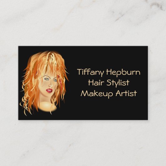 Carte De Visite Tête rouge élégante de Cosmetologist de coiffeur (Devant)