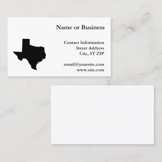 Carte De Visite Texas à Black and White (Devant / Derrière)