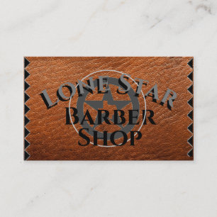 Carte De Visite Texas Lone Star sur Cuir Brown sur
