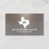 Carte De Visite Texas Monogramme Logo Faux Cuivre Métal (Devant)