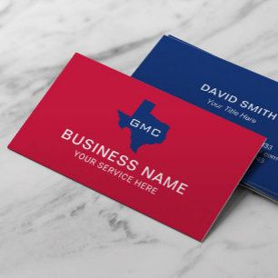 Carte De Visite Texas State Logo Professional Blue & Red