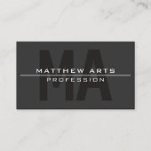 Carte De Visite Texte blanc gris foncé moderne (Devant)