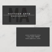 Carte De Visite Texte blanc gris foncé moderne (Devant / Derrière)