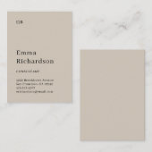 Carte De Visite Texte classique avec monogramme| Beige neutre (Devant / Derrière)