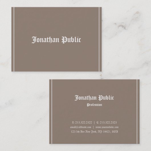 Carte De Visite Texte Classique Design élégant Professionnel Luxe (Devant / Derrière)