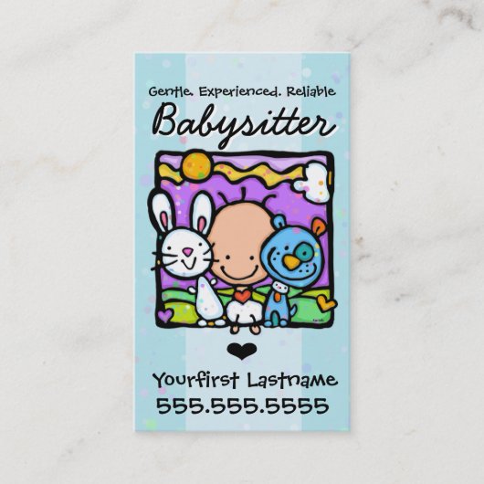 Carte De Visite Texte/couleur de Babysitter.Nanny.Childcare.Custom (Devant)
