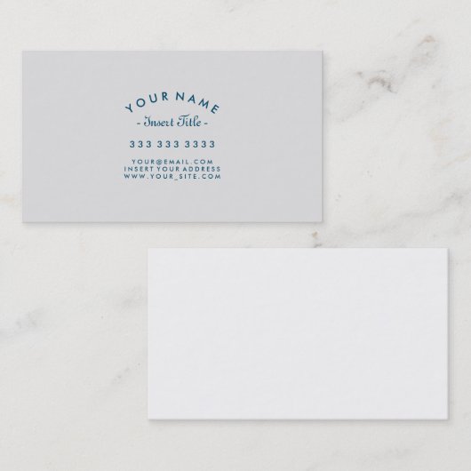 Carte De Visite Texte Courbé Professionnel Océan Bleu clair gris (Devant / Derrière)