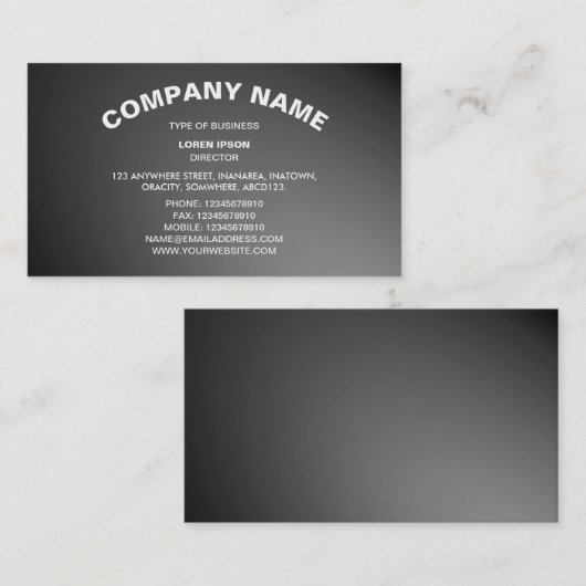 Carte De Visite Texte courbe simple 06 - gris (Devant / Derrière)