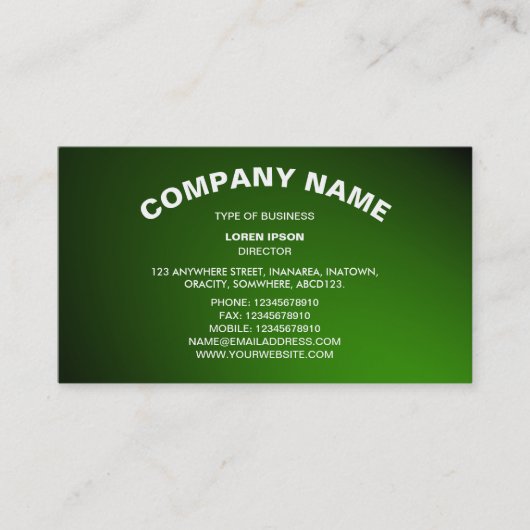 Carte De Visite Texte courbe simple 06 - Vert (Devant)