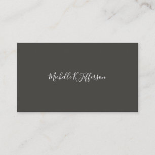 Carte De Visite Texte cursif gris minimaliste