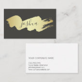 Carte De Visite Texte cursif | Or brossé (Devant / Derrière)