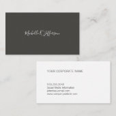 Carte De Visite Texte de courbe gris minimaliste (Devant / Derrière)