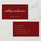 Carte De Visite Texte de courbe rouge sophistiqué (Devant / Derrière)