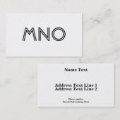 Carte De Visite Texte de coutume de monogramme (Devant / Derrière)