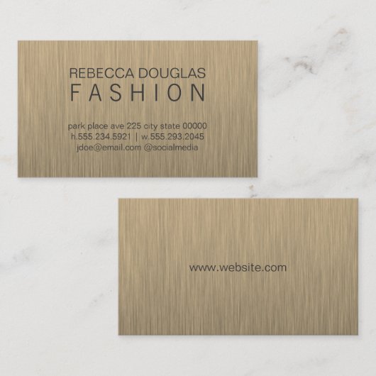 Carte De Visite Texte de grille simple (acier inoxydable) (Devant / Derrière)