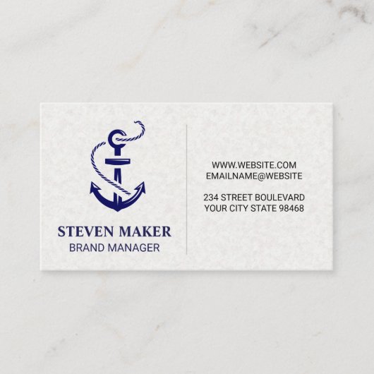 Carte De Visite Texte de l'icône Ancre (Devant)