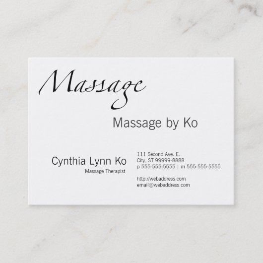 Carte De Visite Texte de massage (Devant)