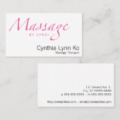 Carte De Visite Texte de massage (Devant / Derrière)
