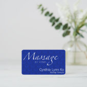 Carte De Visite Texte de massage sur Damas bleues (Debout devant)