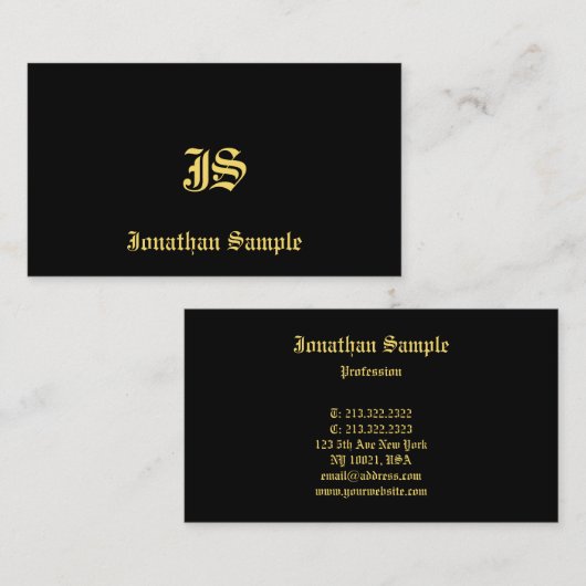 Carte De Visite Texte de style classique Modèle monogramme (Devant / Derrière)