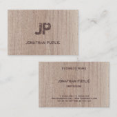 Carte De Visite Texte désordonné Bois de la planche Look Monogramm (Devant / Derrière)