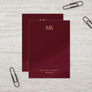 Carte De Visite Texte doré chic monogramme vertical luxueux épais