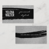 Carte De Visite Texte en gras / Parties scintillant brossée en noi (Devant / Derrière)