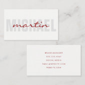 Carte De Visite Texte gras et cursif (Devant / Derrière)