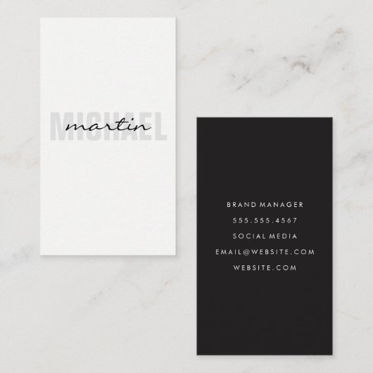 Carte De Visite Texte gras et cursif (Devant / Derrière)