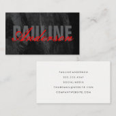 Carte De Visite Texte gras et élégant | Texture noire (Devant / Derrière)