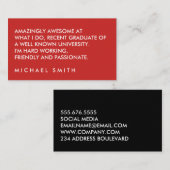 Carte De Visite Texte gras minimaliste (Devant / Derrière)