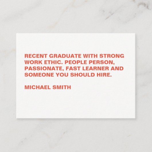 Carte De Visite Texte gras minimaliste (Devant)