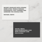 Carte De Visite Texte gras minimaliste (Devant / Derrière)