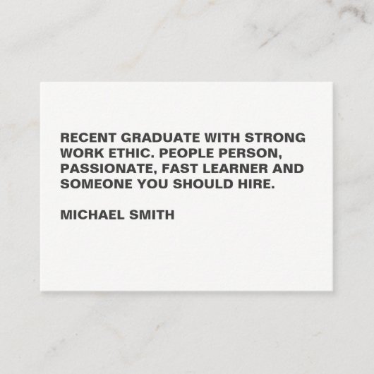 Carte De Visite Texte gras minimaliste (Devant)