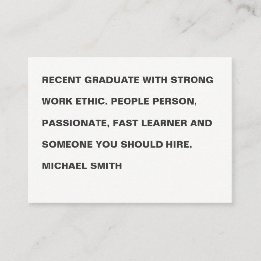 Carte De Visite Texte gras minimaliste (Devant)