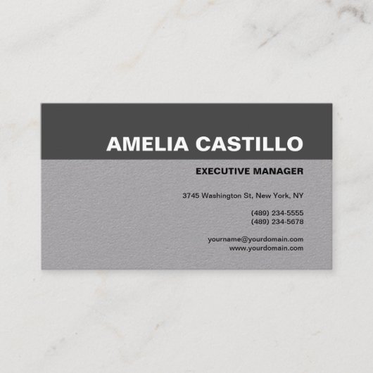 Carte De Visite Texte Gras moderne Gris clair contemporain Gris ha (Devant)