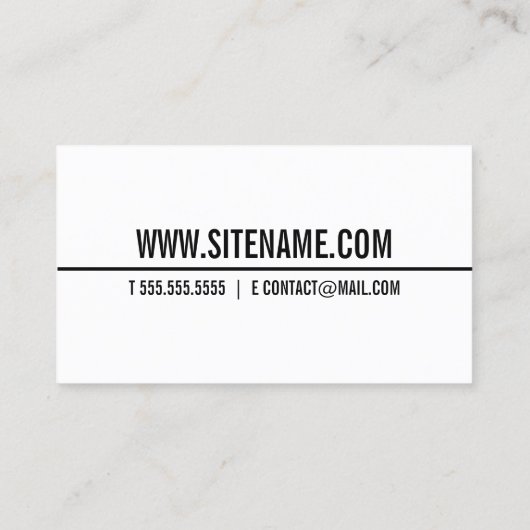 Carte De Visite Texte gras moderne noir et blanc (Dos)