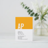 Carte De Visite Texte gras Monogramme orange Blanc Professionnel (Debout devant)