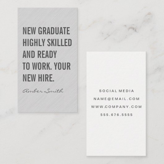 Carte De Visite Texte Gris Cité Gras (Devant / Derrière)