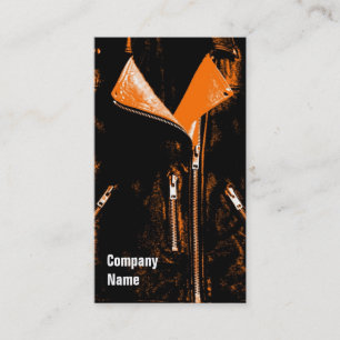 Carte De Visite Texte latéral noir orange de veste en cuir