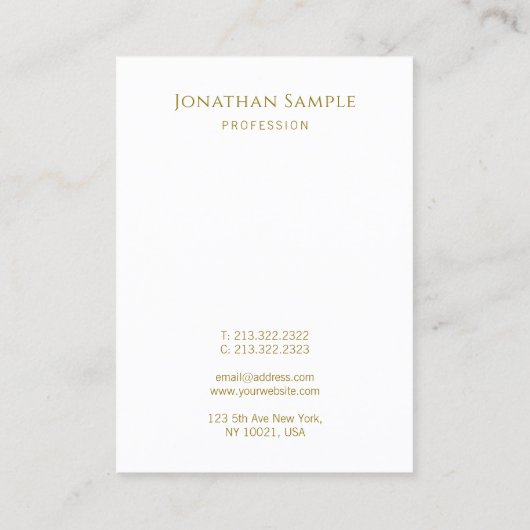 Carte De Visite Texte manuscrit en or Modèle vertical moderne (Dos)