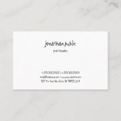 Carte De Visite Texte manuscrit moderne Professionnel Simple (Dos)