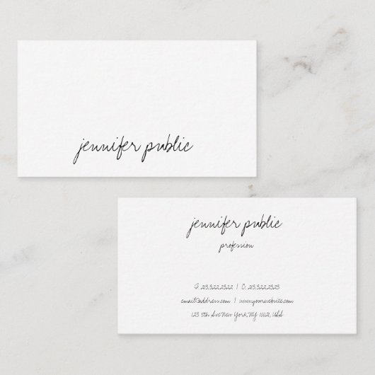 Carte De Visite Texte manuscrit Professionnel Simple Moderne (Devant / Derrière)