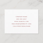 Carte De Visite Texte minimal en rouge profond (Dos)