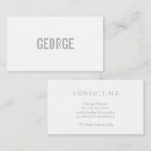 Carte De Visite Texte minimaliste / gris (Devant / Derrière)