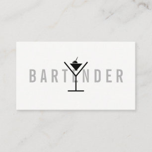 Carte De Visite Texte minimaliste / gris ( icône Martini )