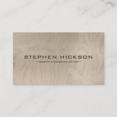 CARTE DE VISITE TEXTE MODERNE ET ARCHITECTURAL CARVÉ SUR BOIS GRIS (Devant)
