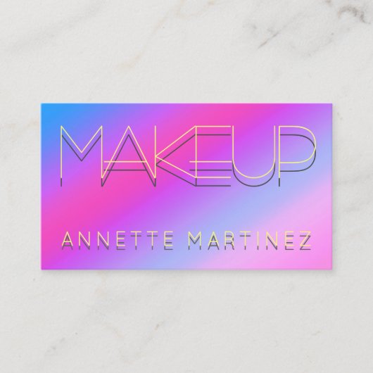 Carte De Visite Texte ombragé par néon sur la surface brillante (Devant)