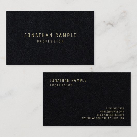 Carte De Visite Texte Or Elégant Moderne Simple Modèle Luxueux (Devant / Derrière)